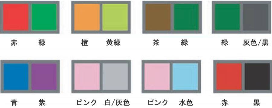 見分けにくい色の組み合わせ