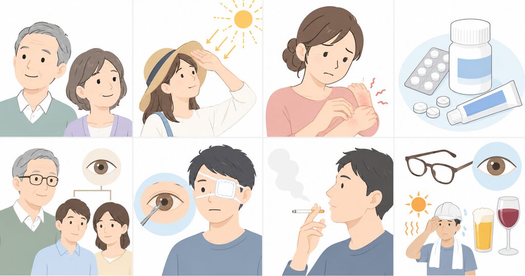 白内障になりやすい人の特徴のイラスト