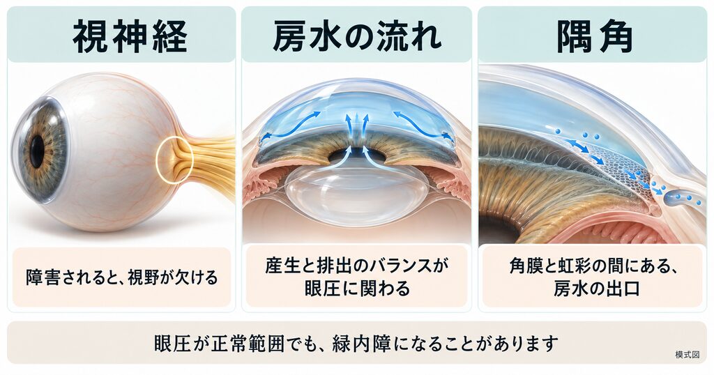 緑内障の仕組みについての説明画像
