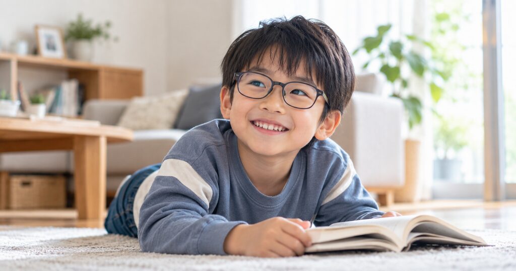 メガネをかけた近視の子ども