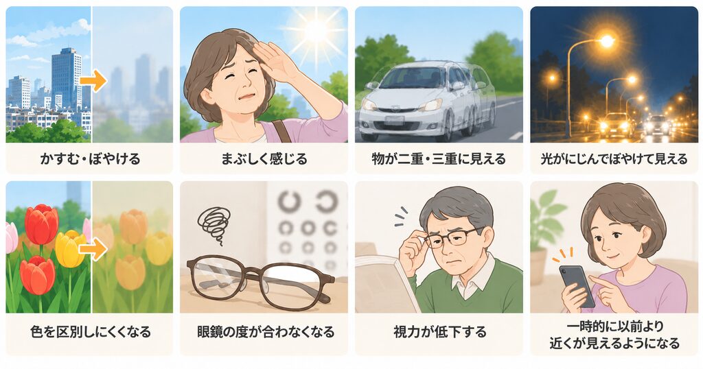 白内障の見え方のイラスト